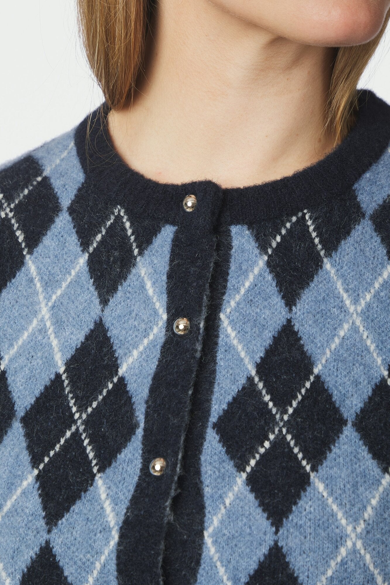 Allestar Check kortærmet cardigan - Navy